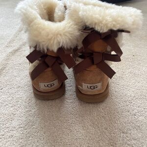 UGG Brown Suede Boots with Cream Fur